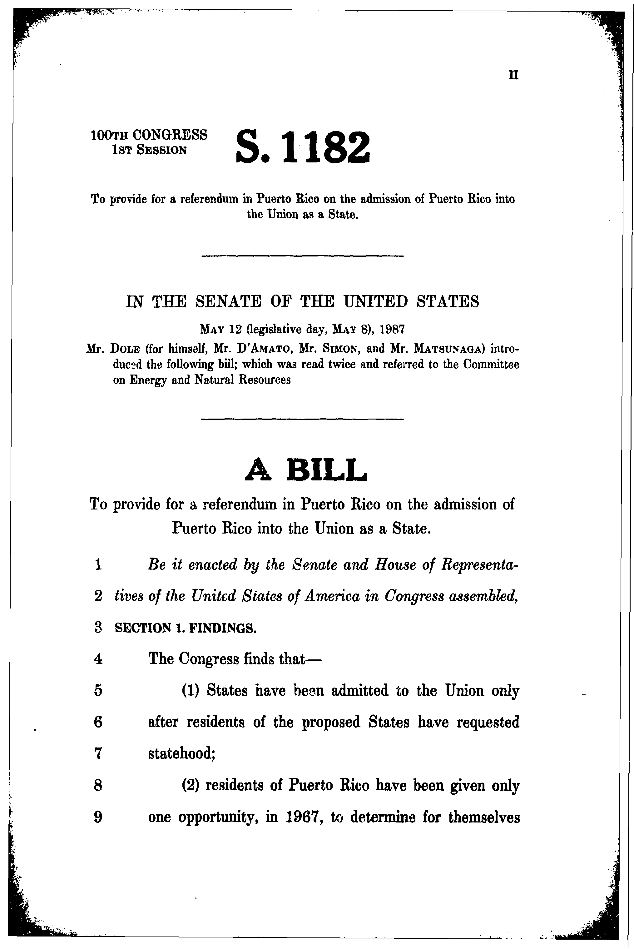 100th Congress - S.1182