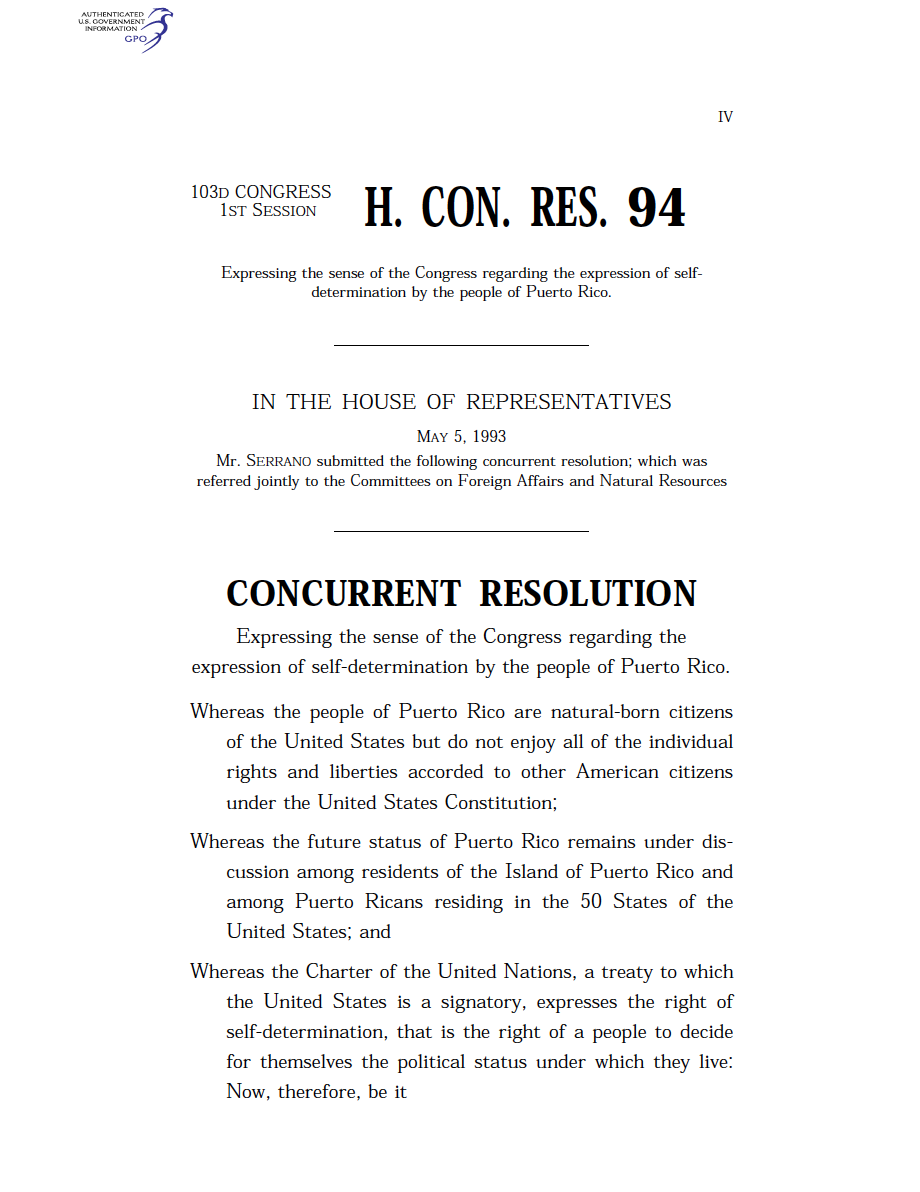 103rd Congress - H.Con.Res.94