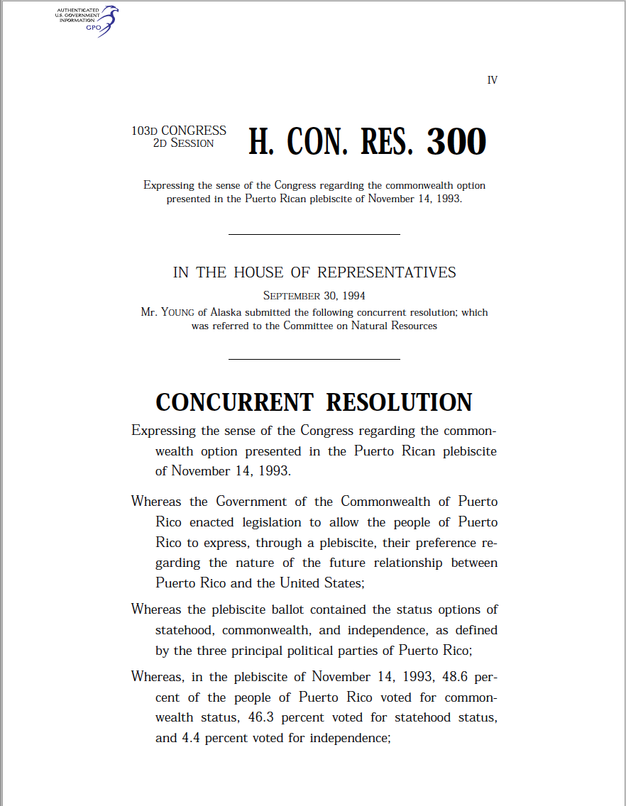 103rd Congress - H.Con.Res.300