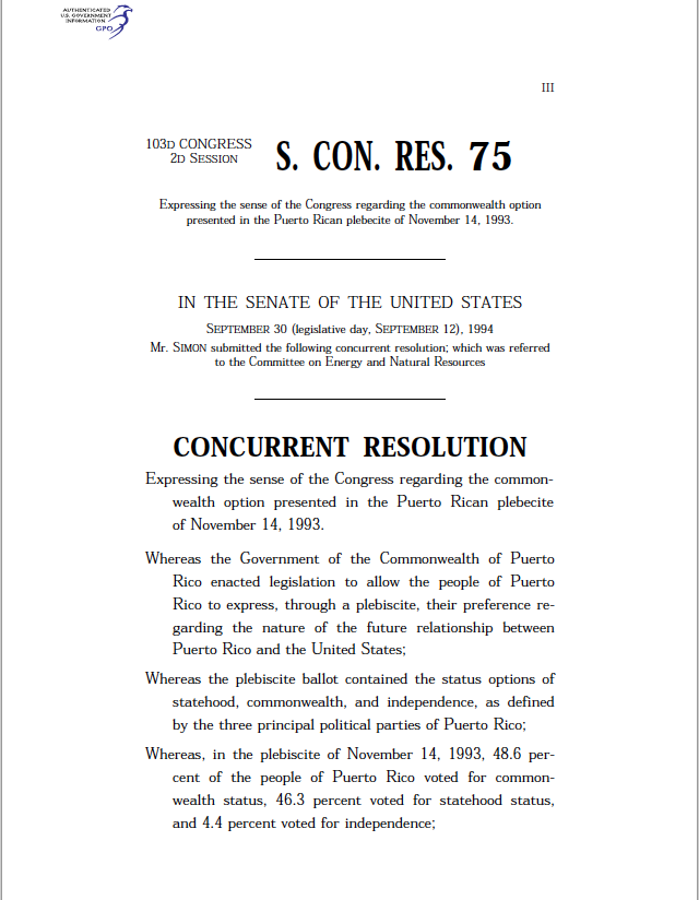 103rd Congress - S.Con.Res.75