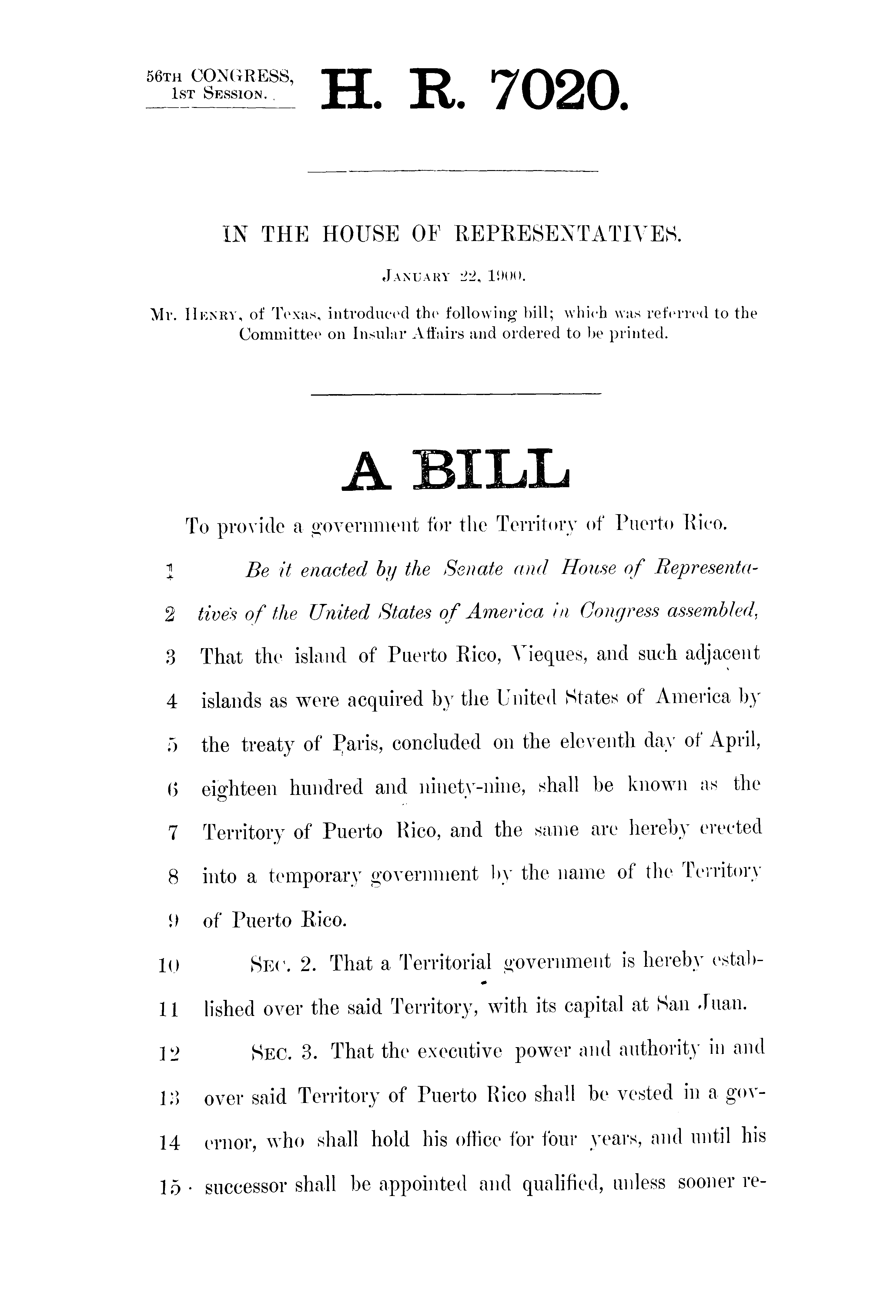 56th Congress - H.R.7020