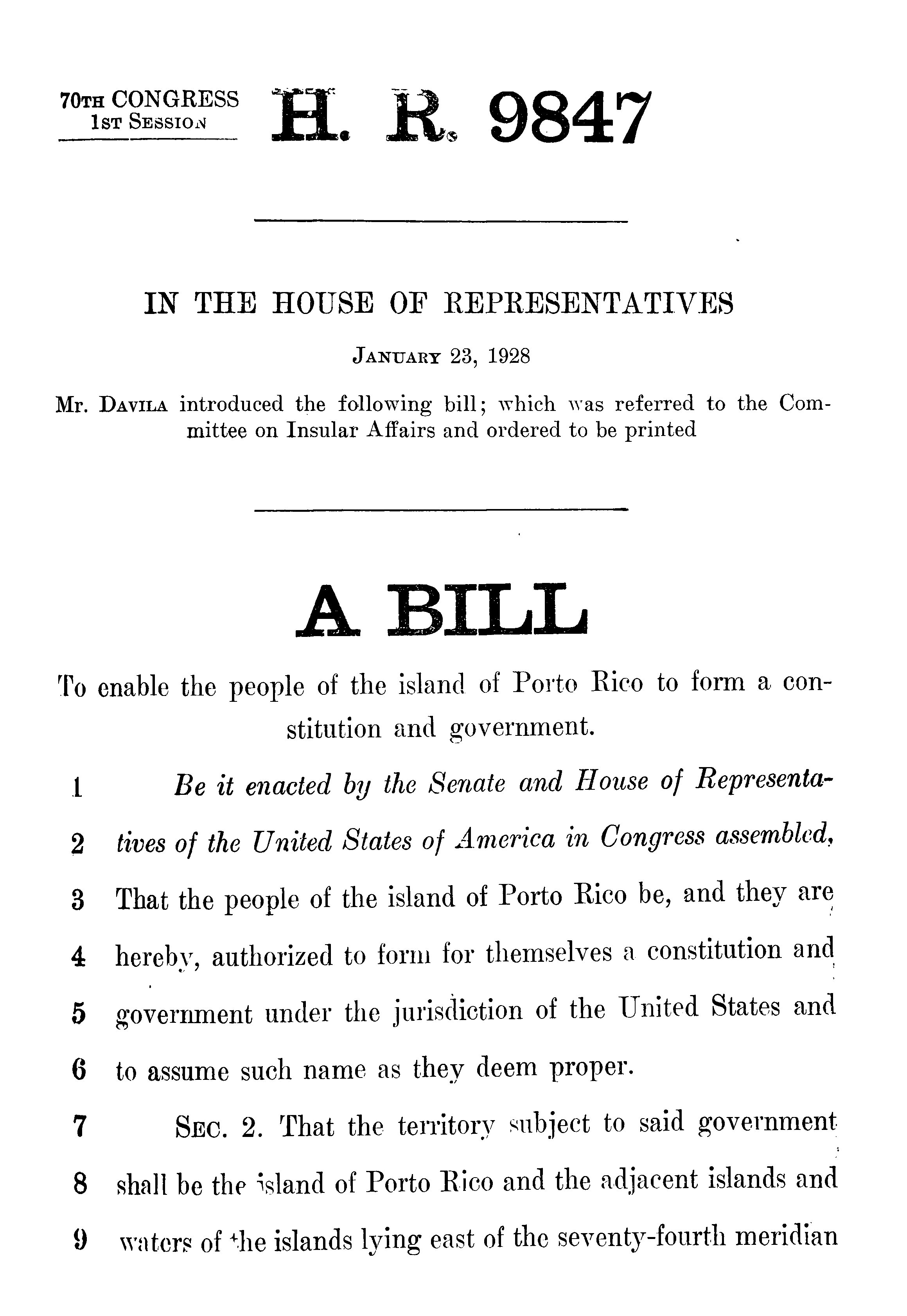 70th Congress - H.R.9847