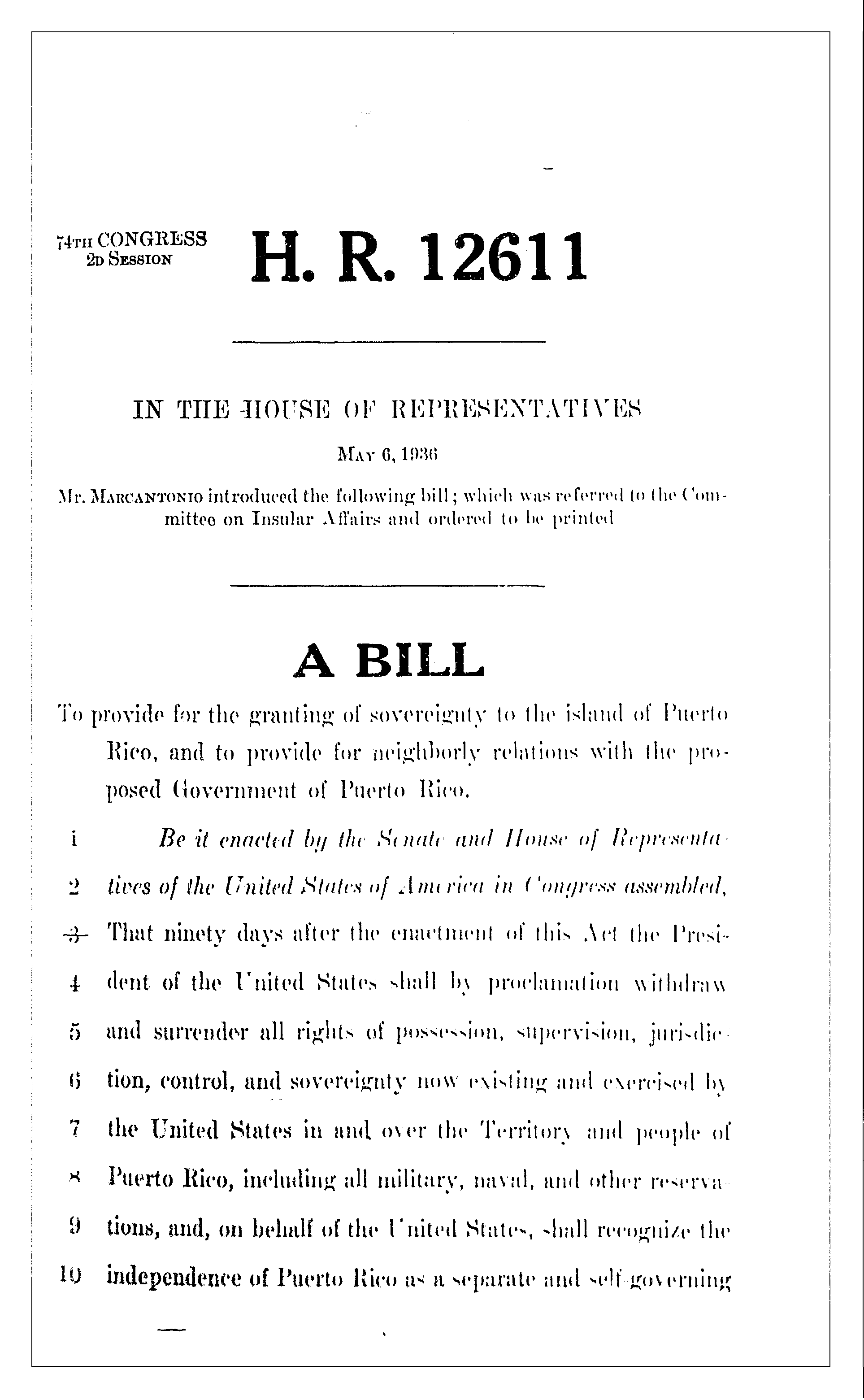 74th Congress - H.R.12611