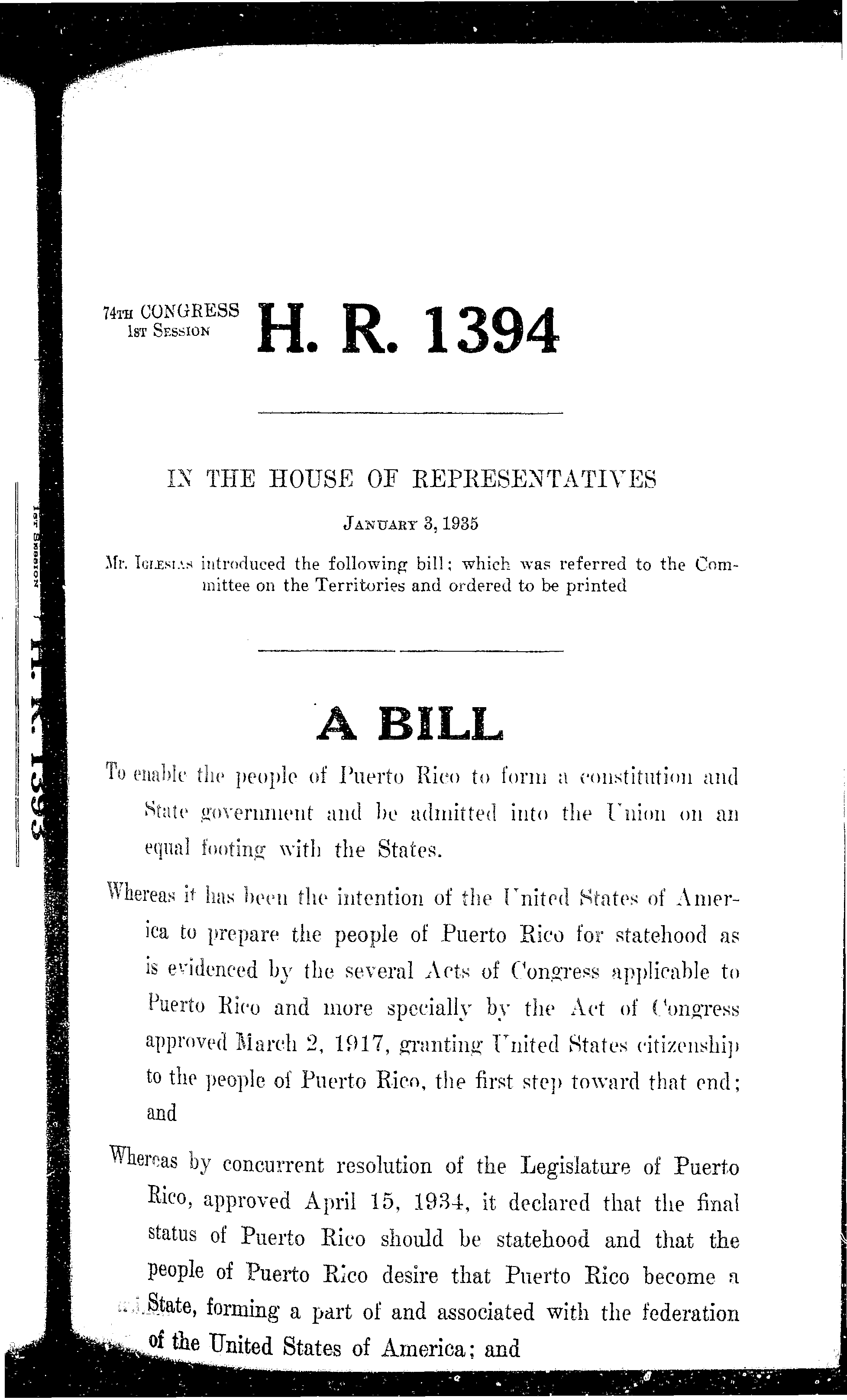 74th Congress - H.R.1394