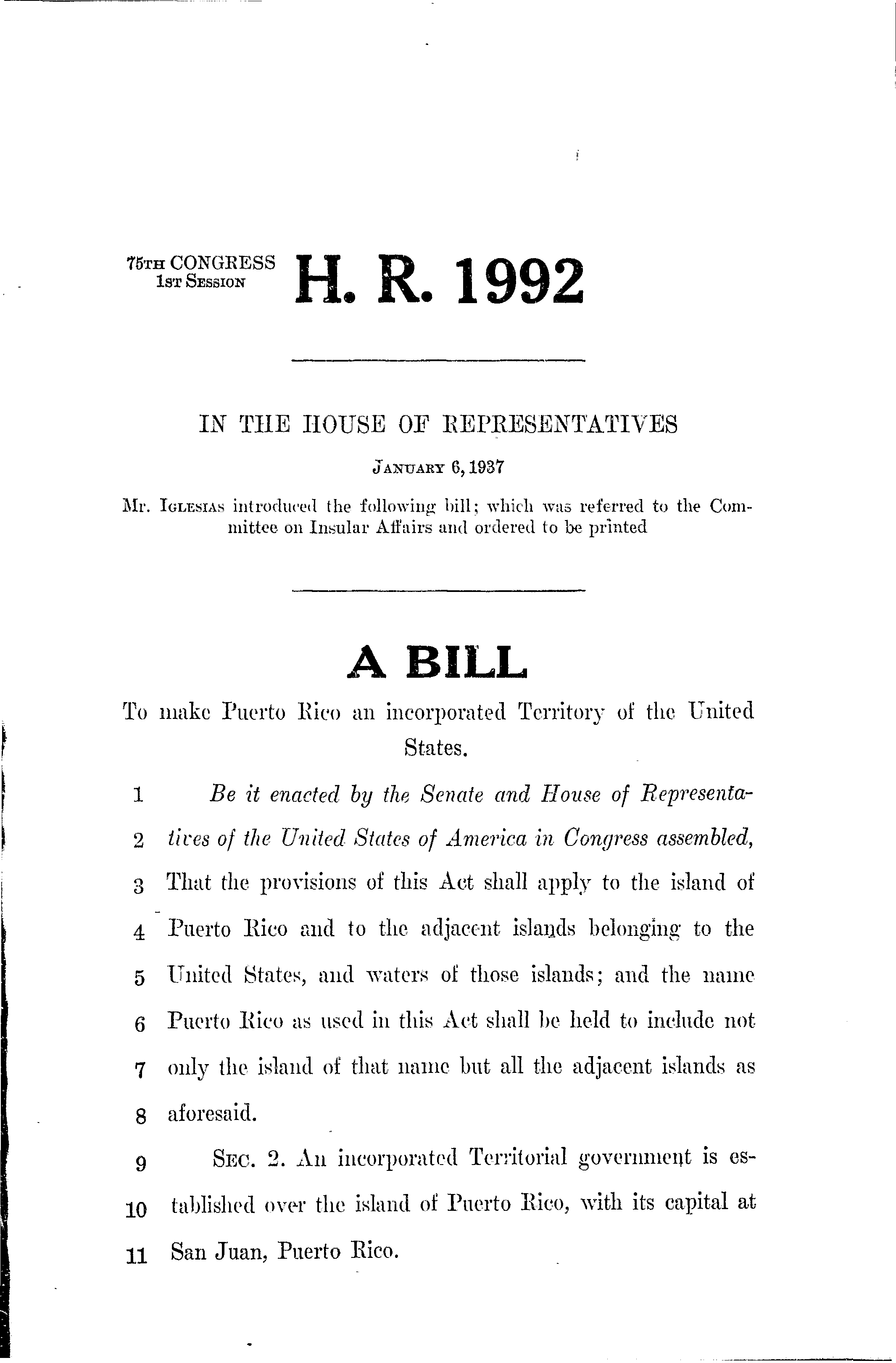 75th Congress - H.R.1992