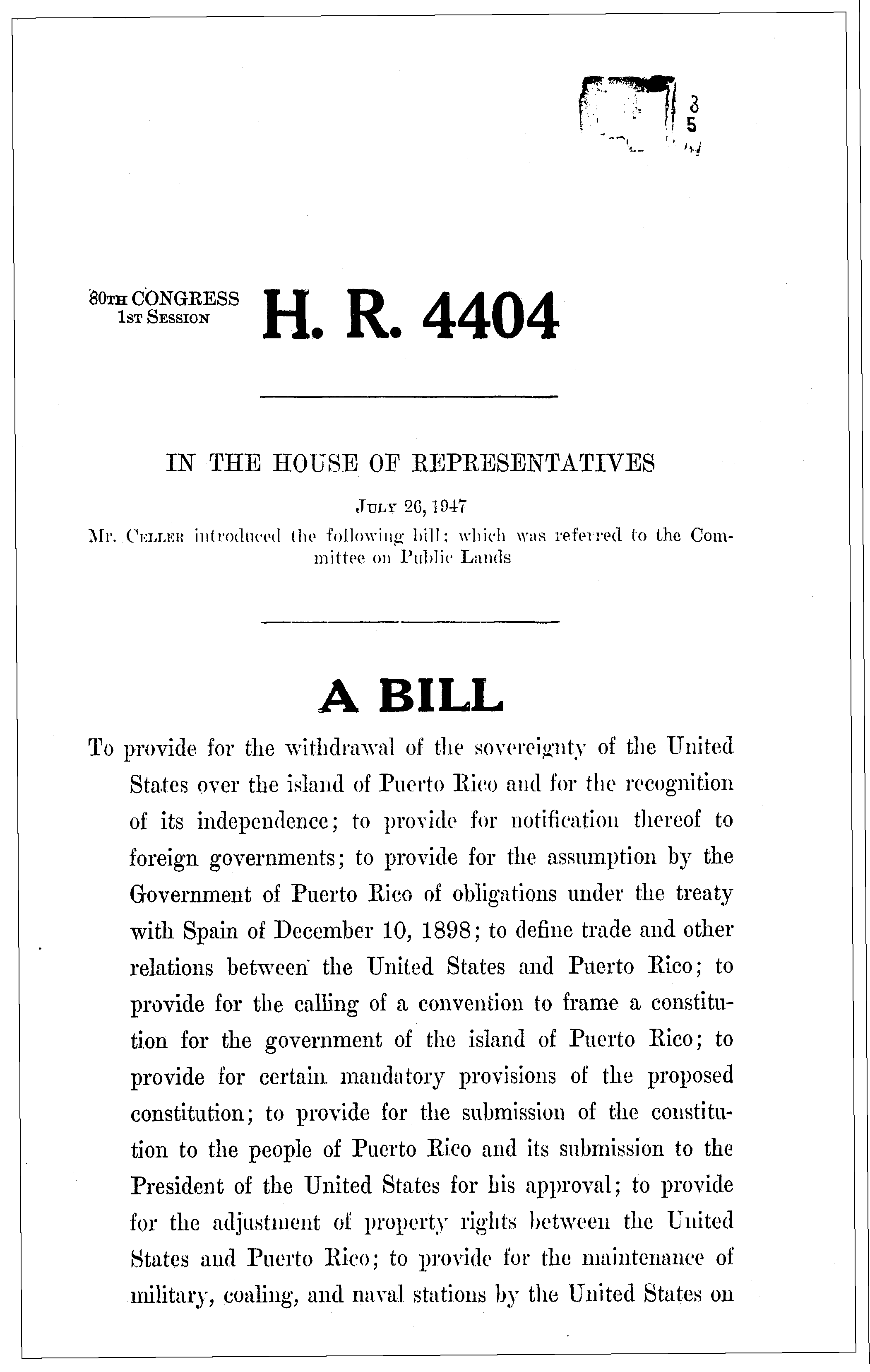 80th Congress - H.R.4404