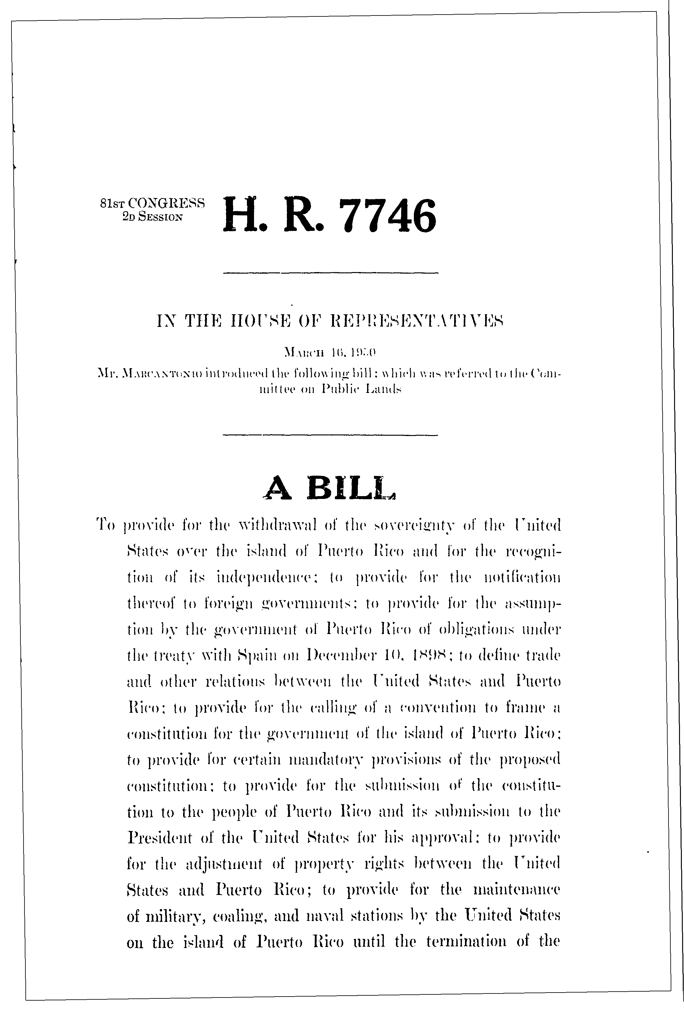 81st Congress - H.R.7746