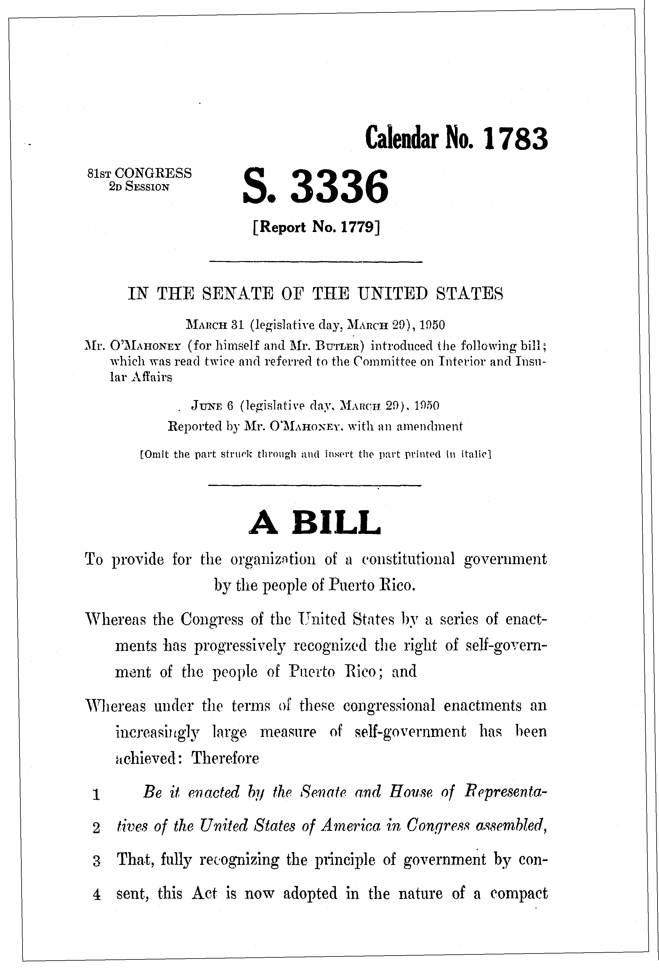 81st Congress - S.3336