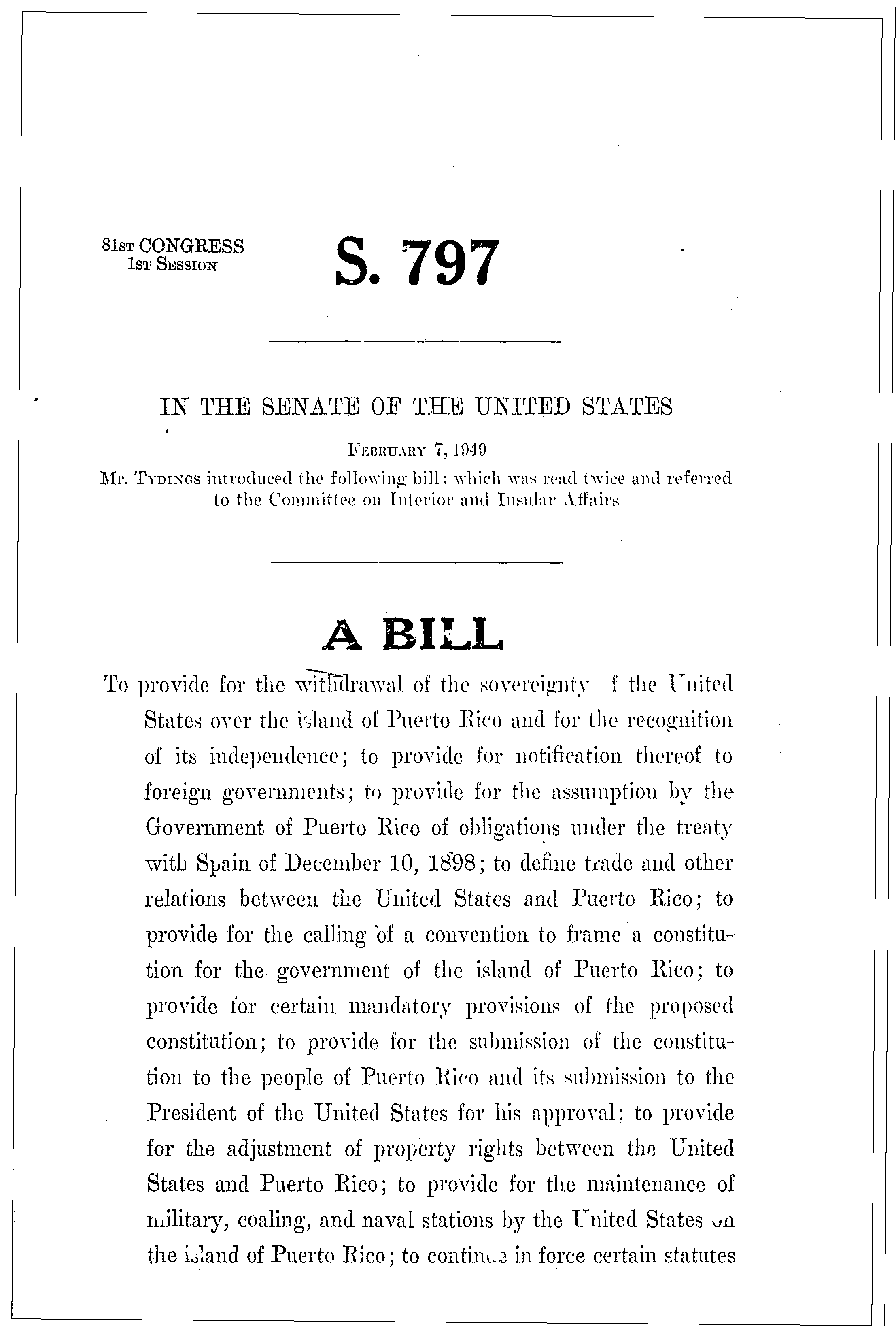 81st Congress - S.797