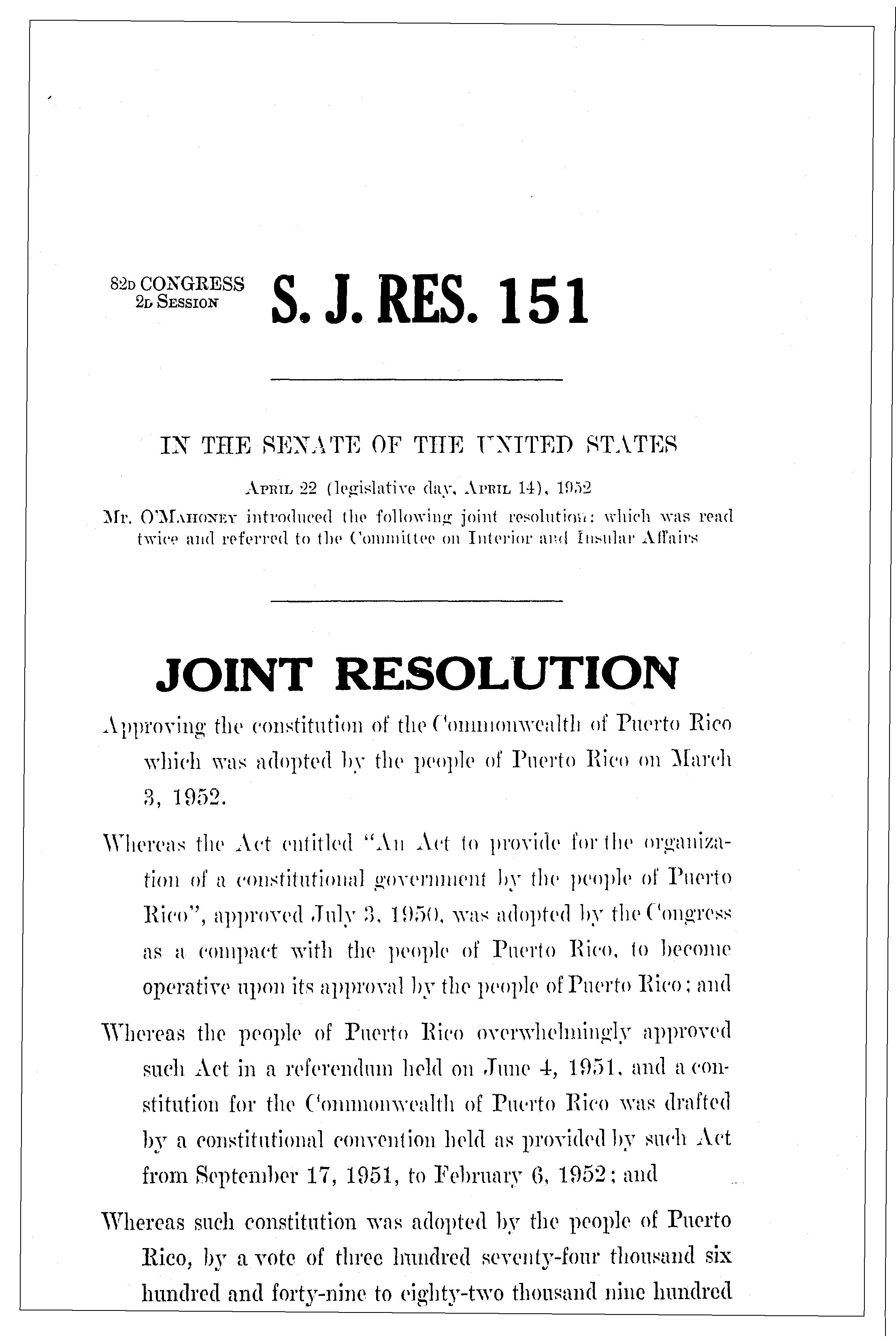 83nd Congress - S.J.Res.151