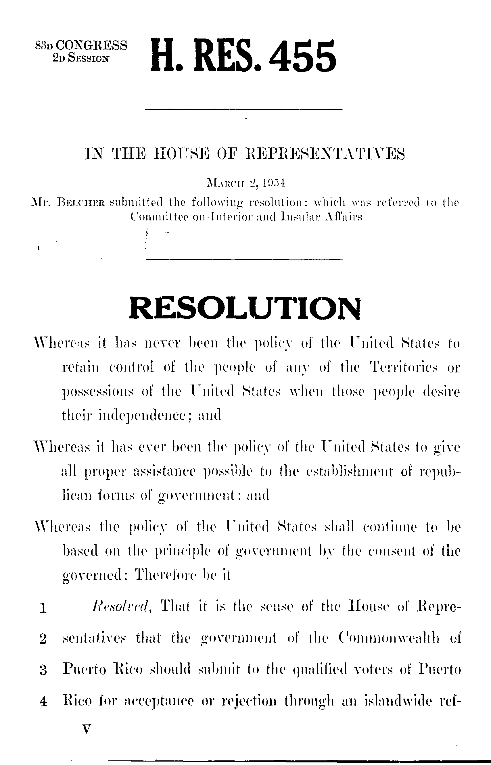 83rd Congress - H.Res.455