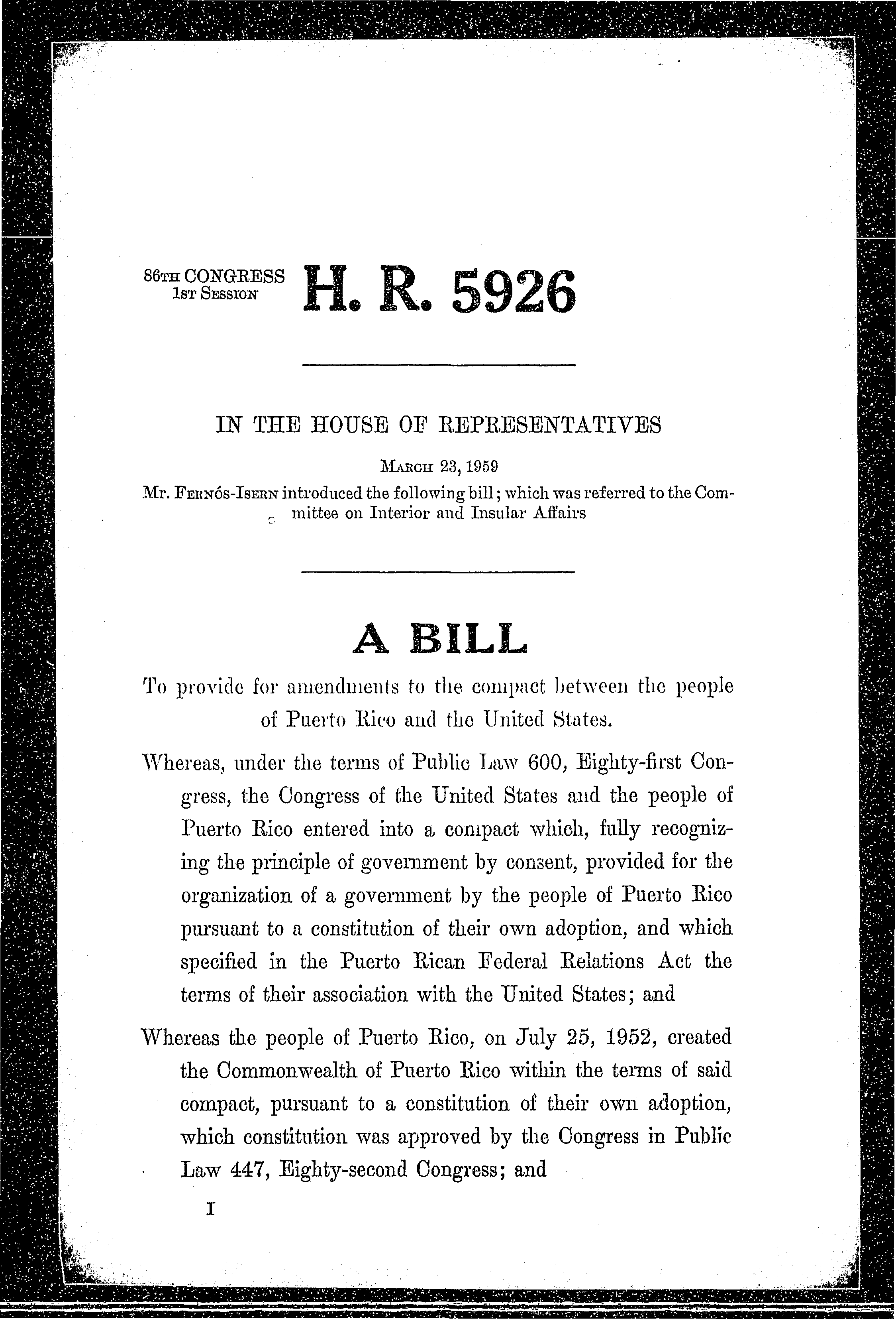 86th Congress - H.R.5926