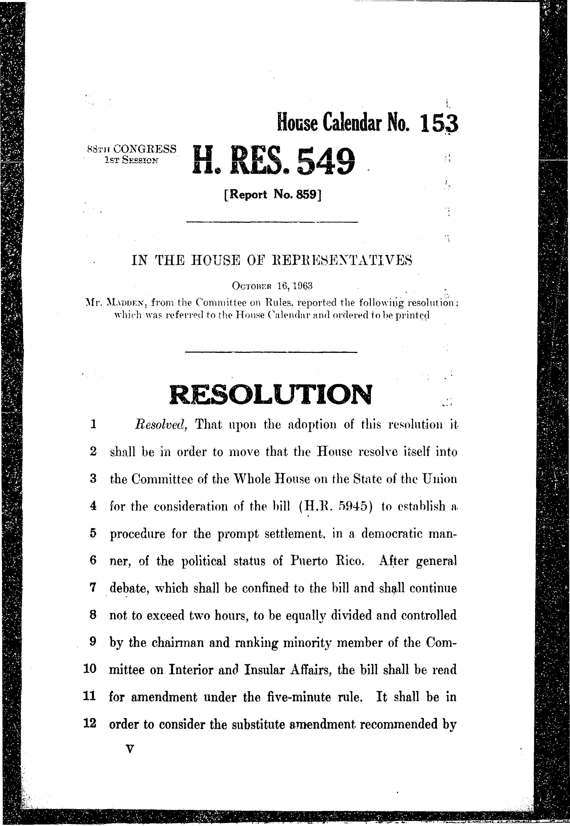 88th Congress - H.Res.549