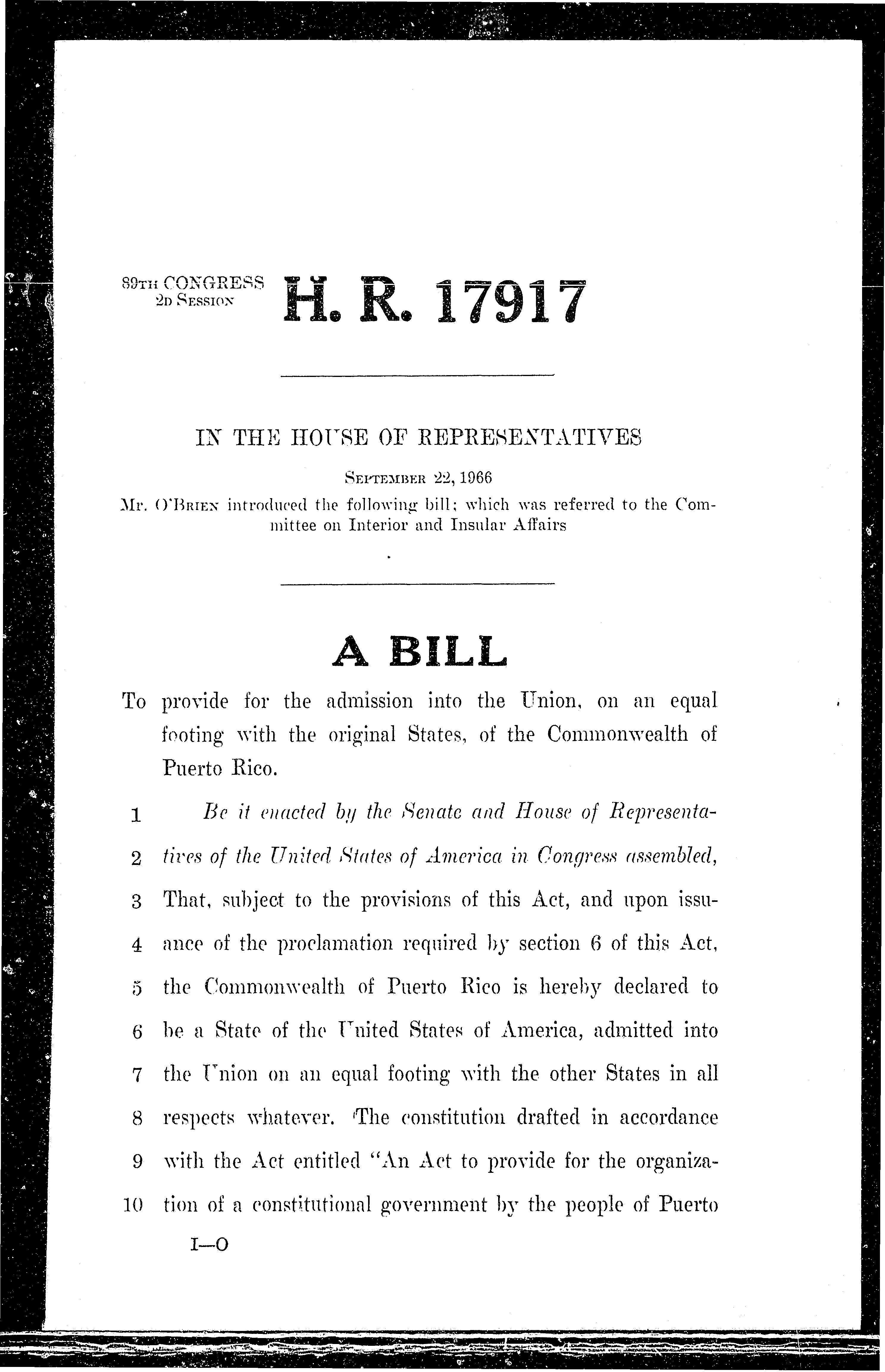 89th Congress - H.R.17917