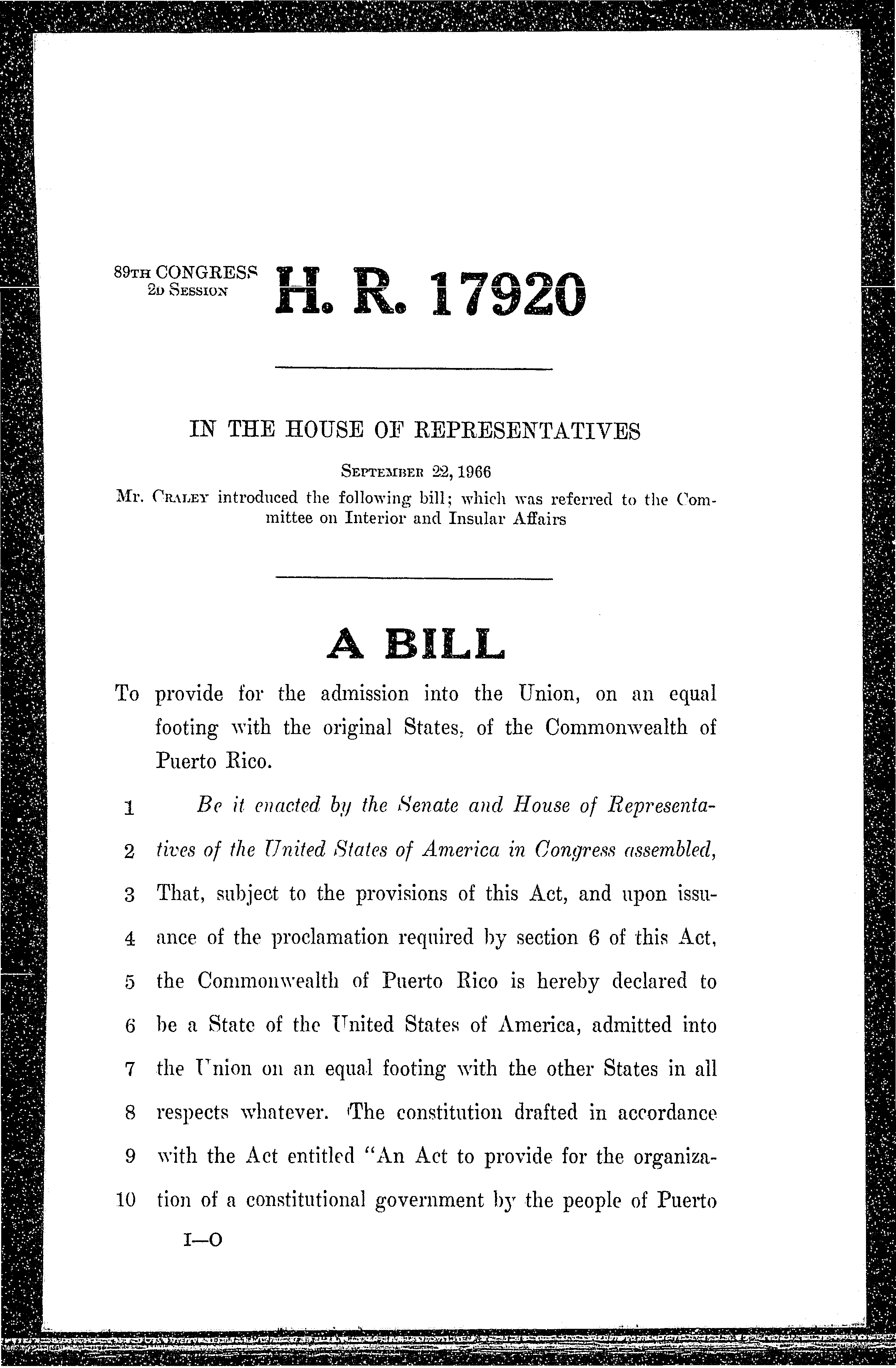 89th Congress - H.R.17920