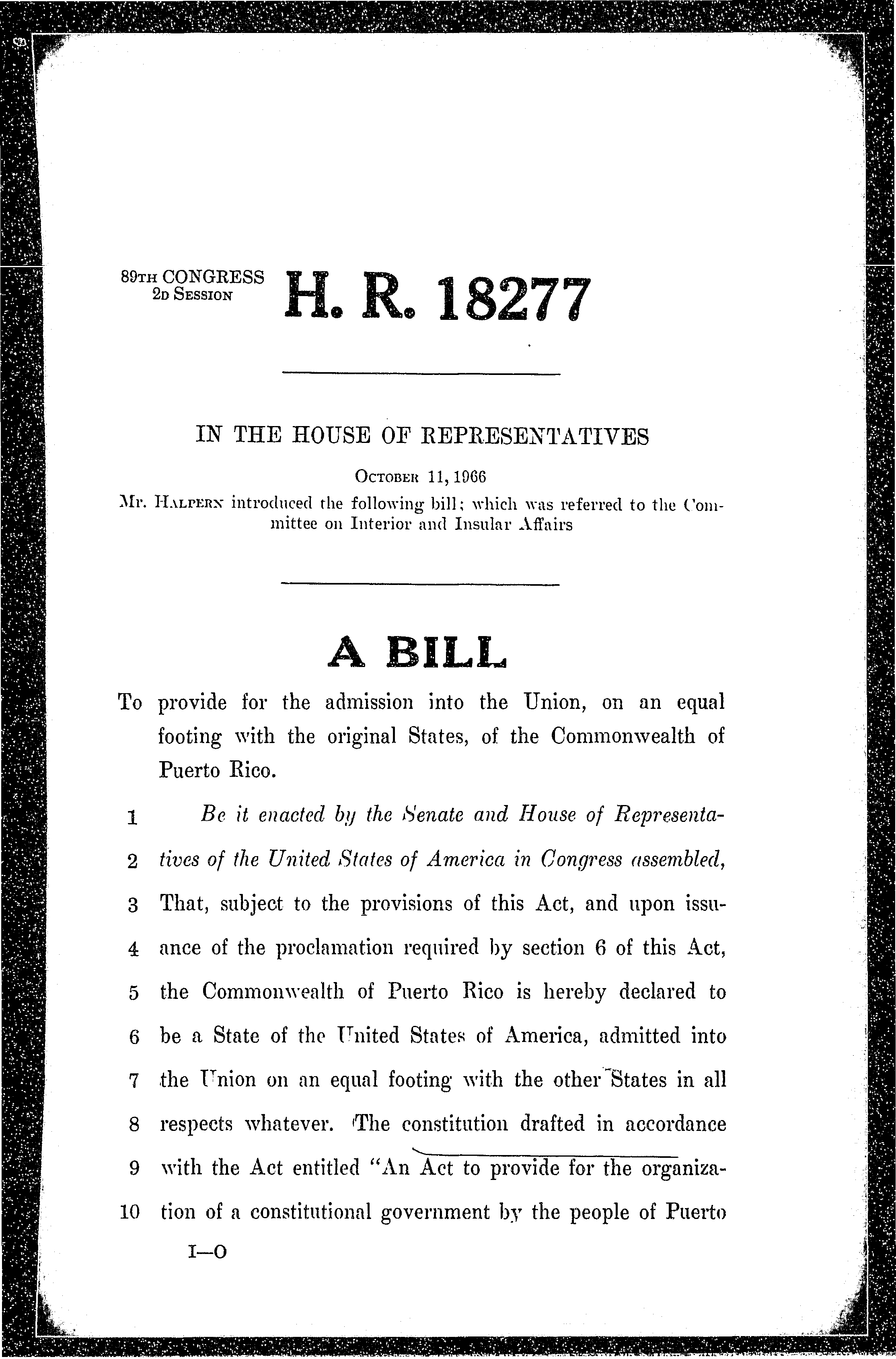 89th Congress - H.R.18277