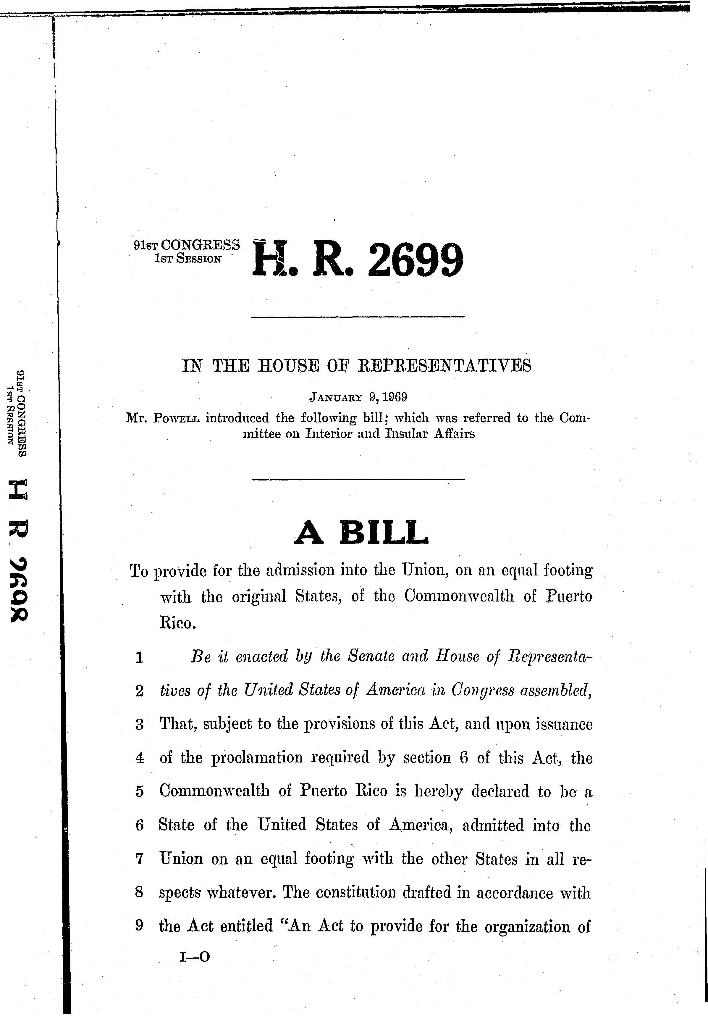 91st Congress - H.R.2699