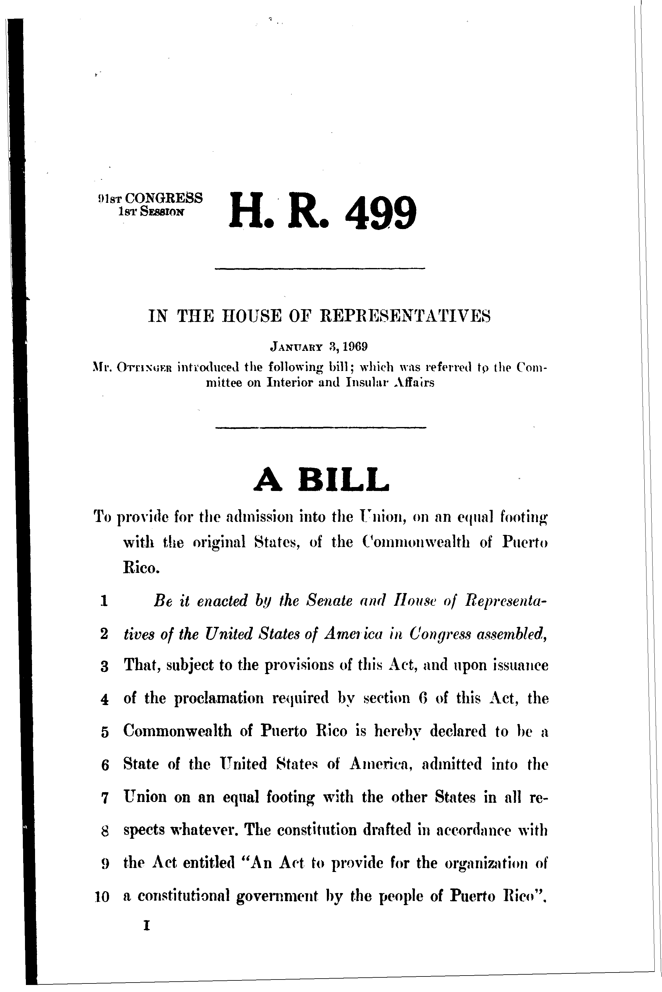 91st Congress - H.R.499