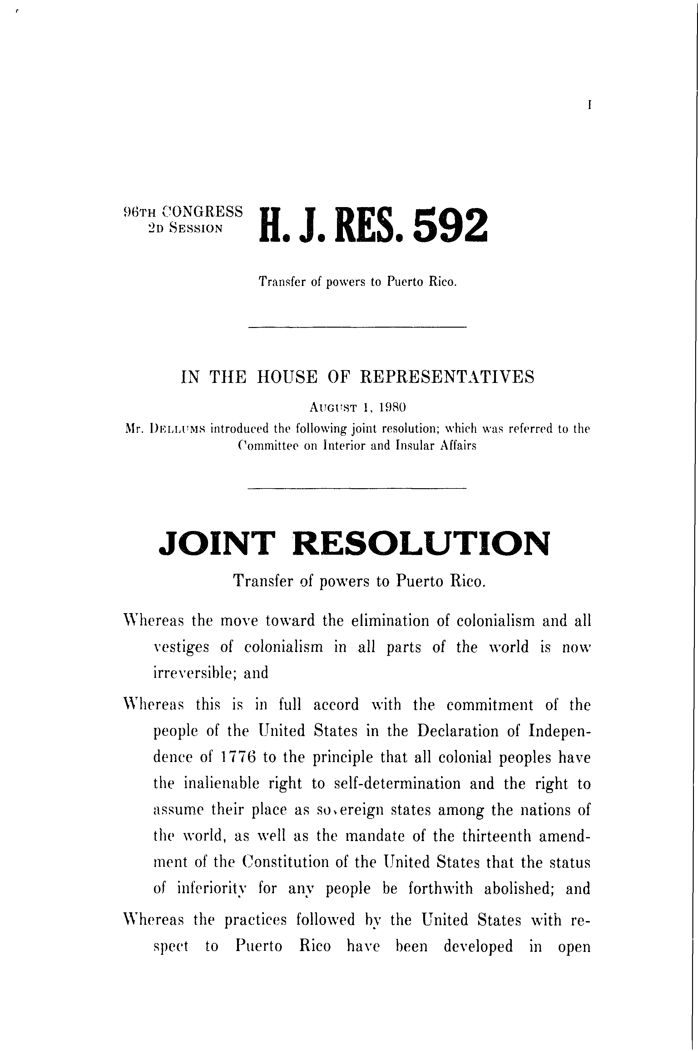 96th Congress - H.J.Res.592