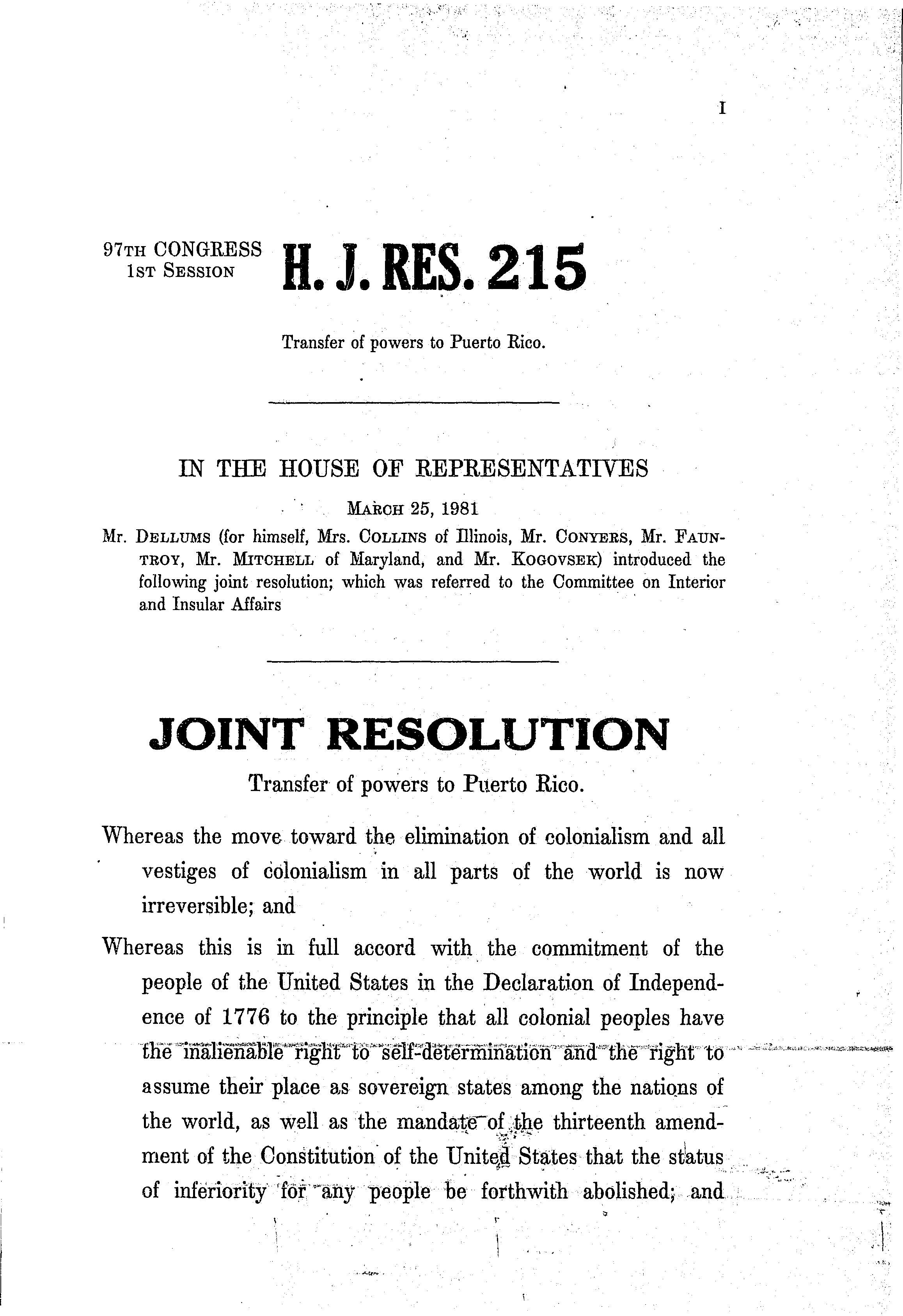 97th Congress - H.J.Res.215