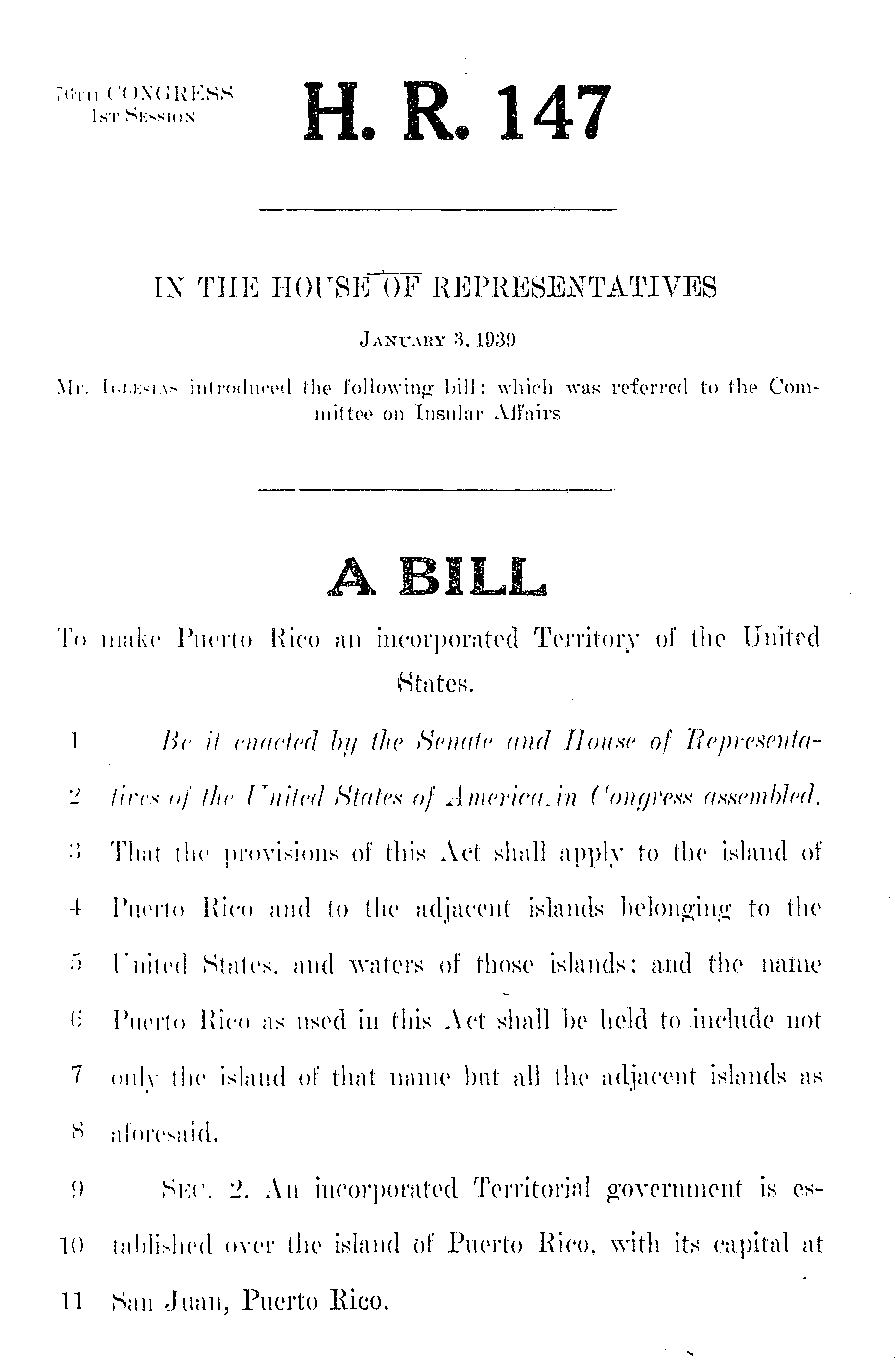 76th Congress - H.R.147